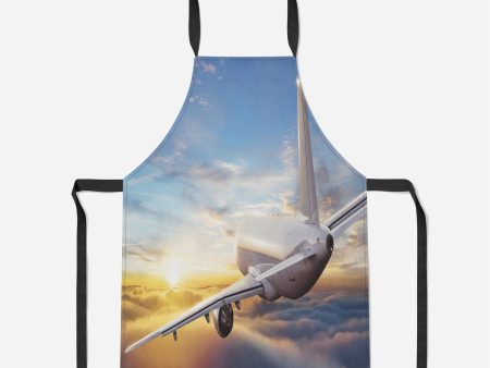 Airliner Jet Cruising over Clouds Designed Kitchen Aprons Cheap