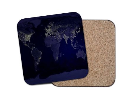 World Map From Space Designed Coasters Sale