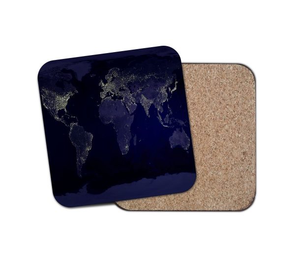 World Map From Space Designed Coasters Sale