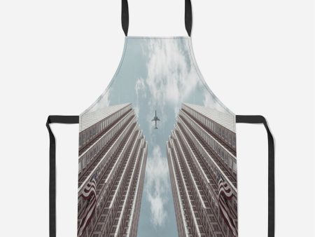 Airplane Flying over Big Buildings Designed Kitchen Aprons For Cheap