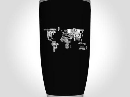 World Map (Text) Designed Tumbler Travel Mugs Hot on Sale