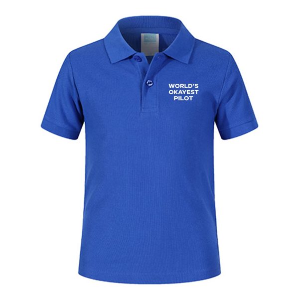 World s Okayest Pilot Designed Children Polo T-Shirts Fashion