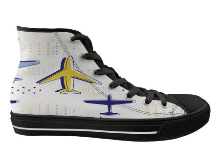 Very Colourful Airplanes Designed Long Canvas Shoes (Women) Online