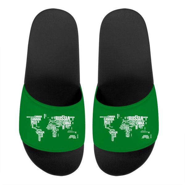 World Map (Text) Designed Sport Slippers Online now