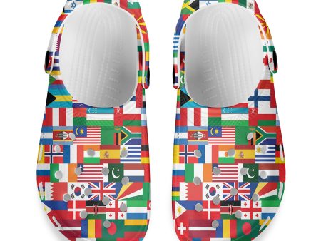 World Flags Designed Hole Shoes & Slippers (WOMEN) Fashion