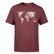 World Map (Text) Designed T-Shirts Hot on Sale