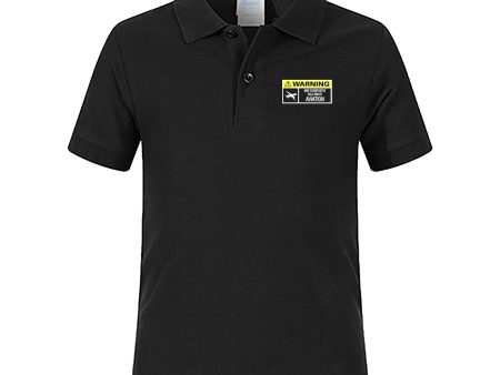 Warning May Constantly Talk About Aviation Designed Children Polo T-Shirts Discount