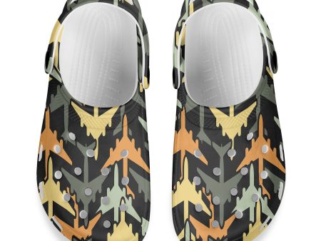 Volume 2 Super Colourful Airplanes Designed Hole Shoes & Slippers (MEN) Online Sale