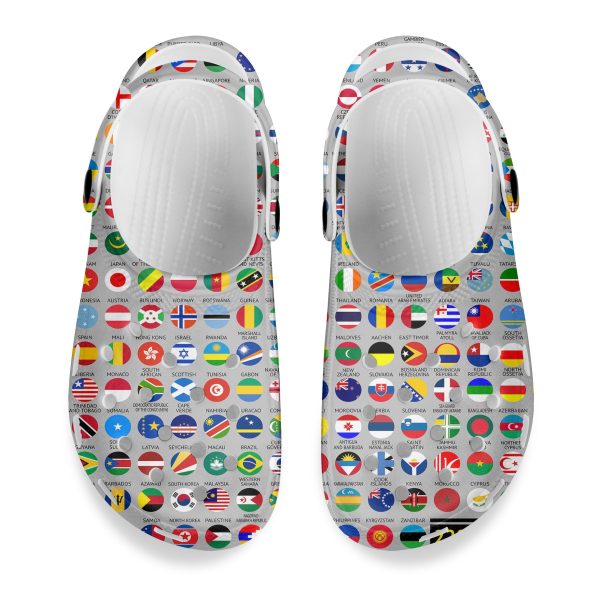 220 World s Flags Designed Hole Shoes & Slippers (MEN) Hot on Sale