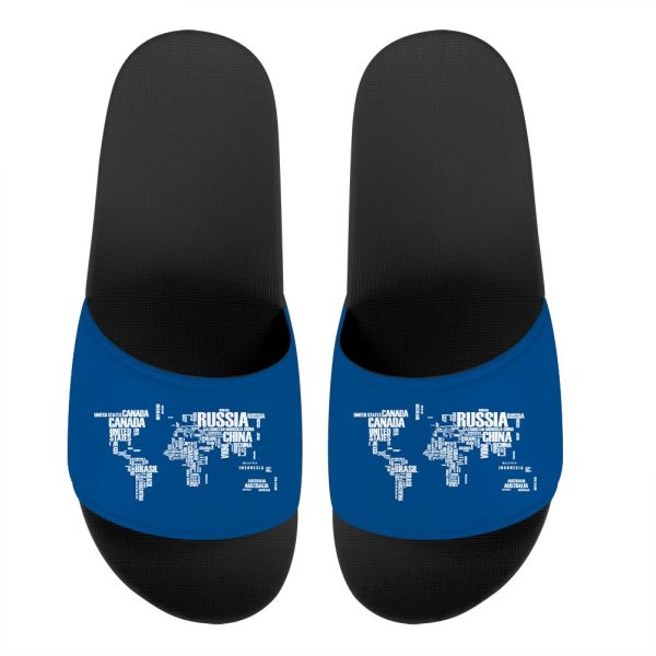 World Map (Text) Designed Sport Slippers Online now