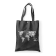 World Map (Text) Designed Tote Bags For Discount