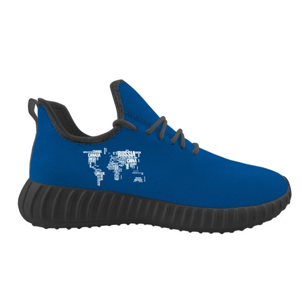 World Map (Text) Designed Sport Sneakers & Shoes (MEN) For Discount