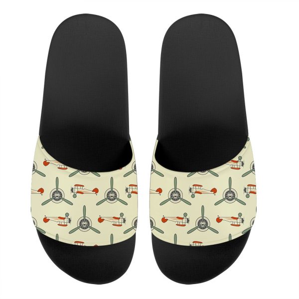 Vintage Old Airplane Designed Sport Slippers Fashion