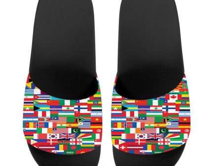 World Flags Designed Sport Slippers For Cheap