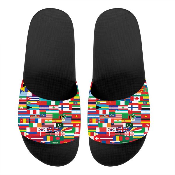 World Flags Designed Sport Slippers For Cheap